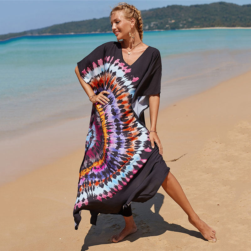 women's beach color block cover ups NH33606862|DN0728-11-Black Semicircle|One Size