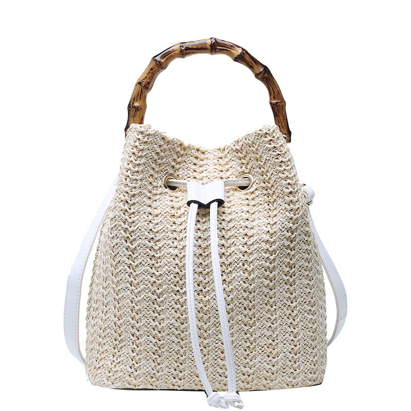women's medium spring&summer straw vacation shoulder bag handbag straw bag NH33784135|Brown