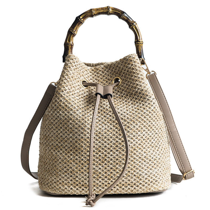 women's medium spring&summer straw vacation shoulder bag handbag straw bag NH33784136|Khaki