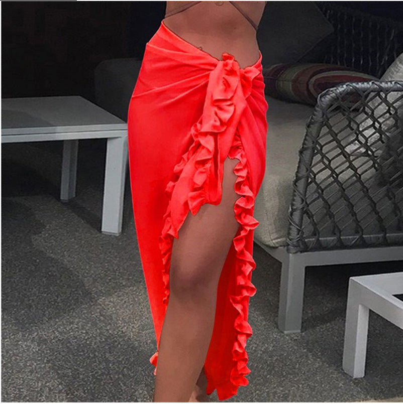 Women's Solid Color Vacation Sexy Cover Ups NH36102841|Red|One Size