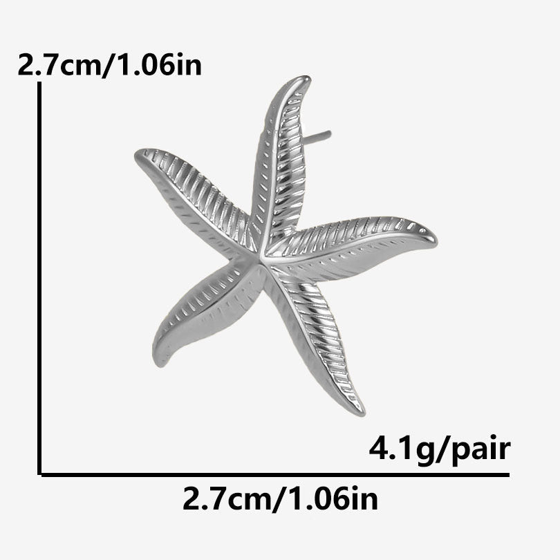1 Pair Marine Style Simple Style Starfish Plating 304 Stainless Steel Ear Studs NH40152468|D381-S [Pair]]
