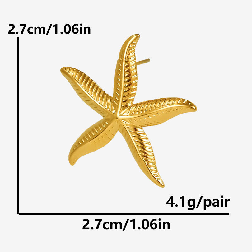 1 Pair Marine Style Simple Style Starfish Plating 304 Stainless Steel Ear Studs NH40152469|D381-G [a Pair]]