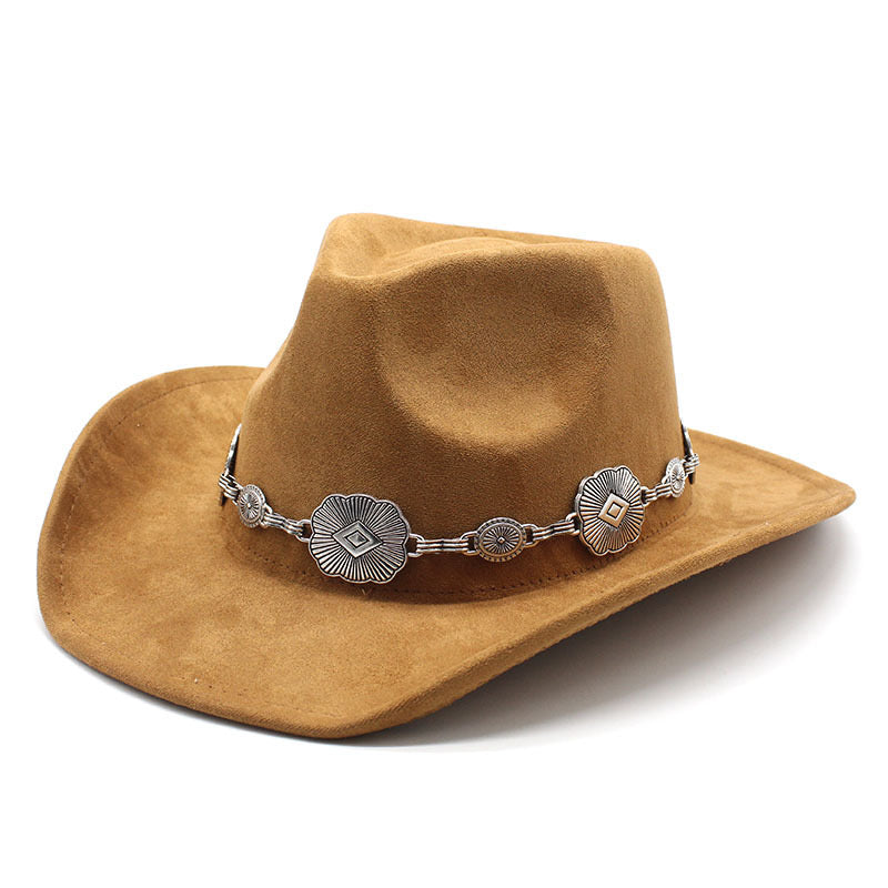 Unisex Vintage Style Baroque Style Ethnic Style Solid Color Wide Eaves Fedora Hat NH41640122|Khaki Suede|M_56-59cm_