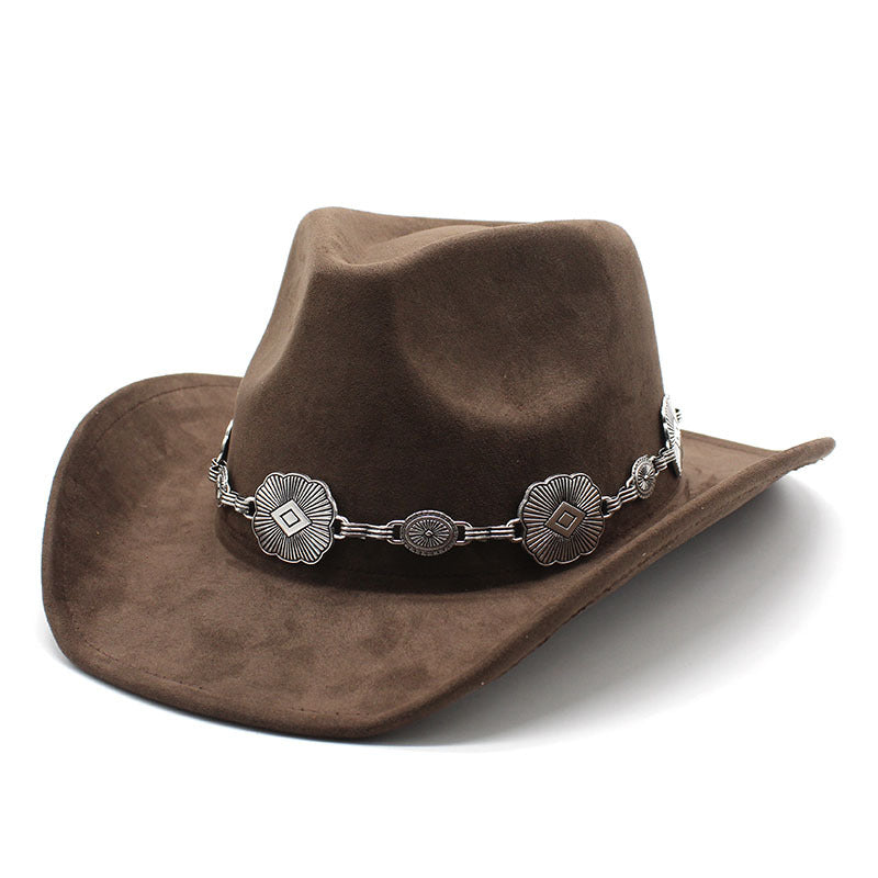 Unisex Vintage Style Baroque Style Ethnic Style Solid Color Wide Eaves Fedora Hat NH41640124|Brown Suede|M_56-59cm_