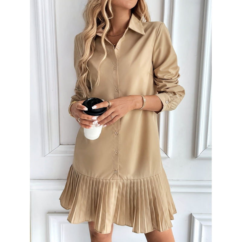 Women's Casual Elegant Solid Color Daily Turndown Long Sleeve Sheath Dress NH41848861|L164|S