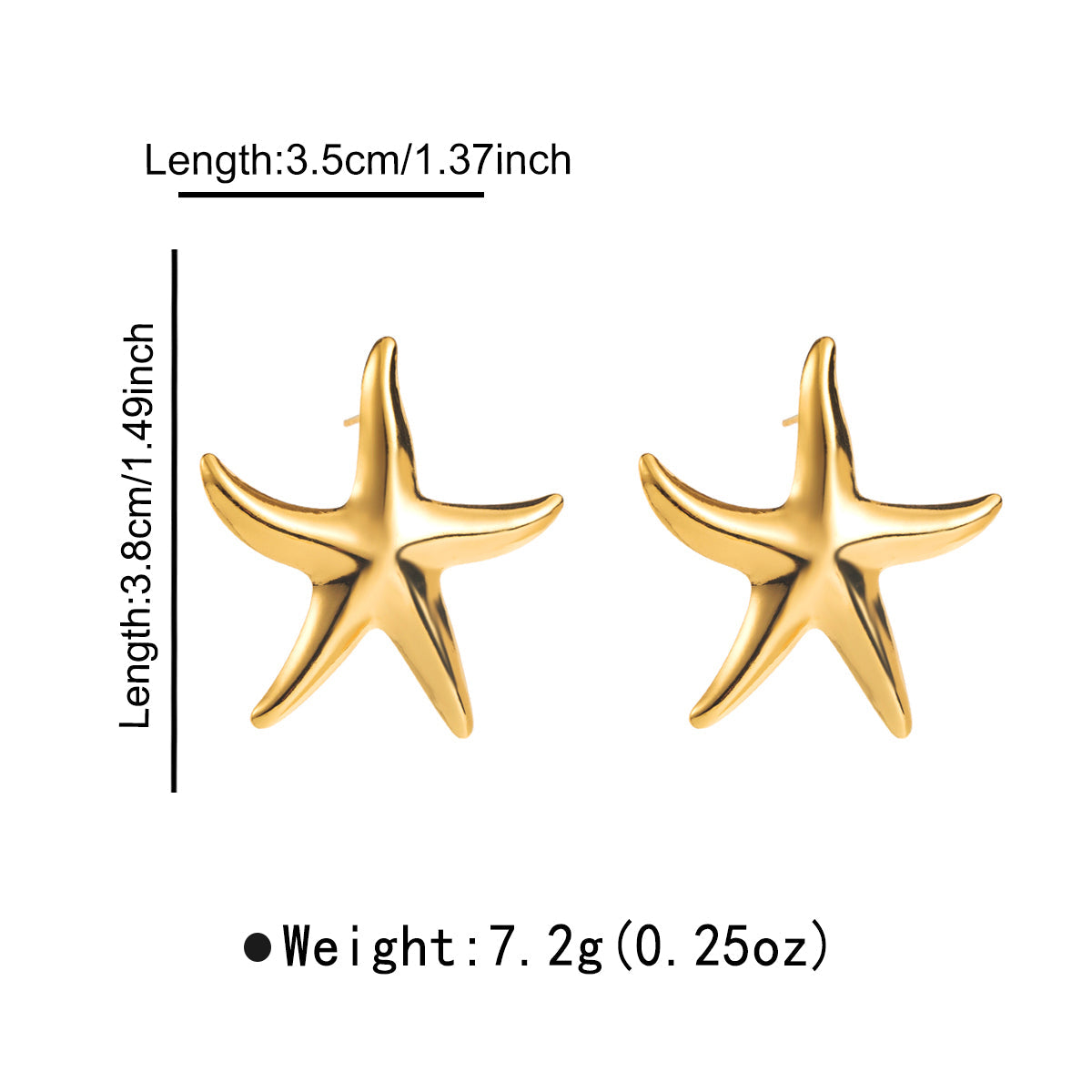 1 Pair Basic Tropical Simple Style Starfish Conch Mermaid Plating 304 Stainless Steel Ear Studs NH42767437|Starfish
