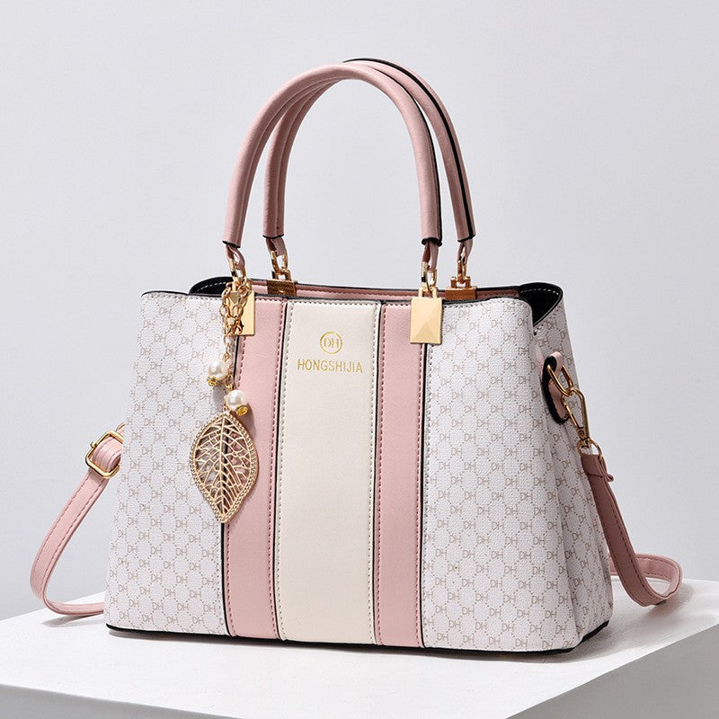 Taizhou Women's Bag Color Matching Large Capacity Satchel Women's Bag Printed New Style Trendy Stylish Simple Shoulder Crossbody Bag NH44567489|Pink
