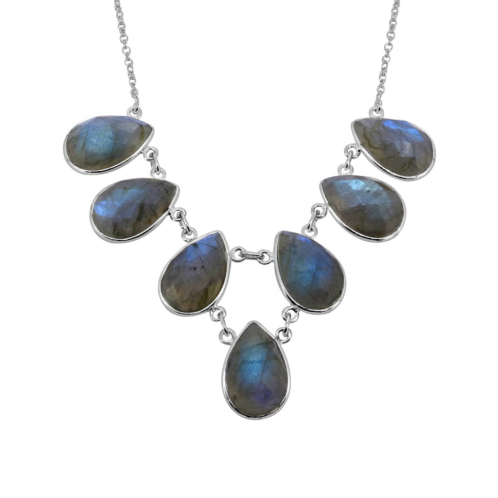925 Sterling Silver Labradorite Link & Chain Necklace