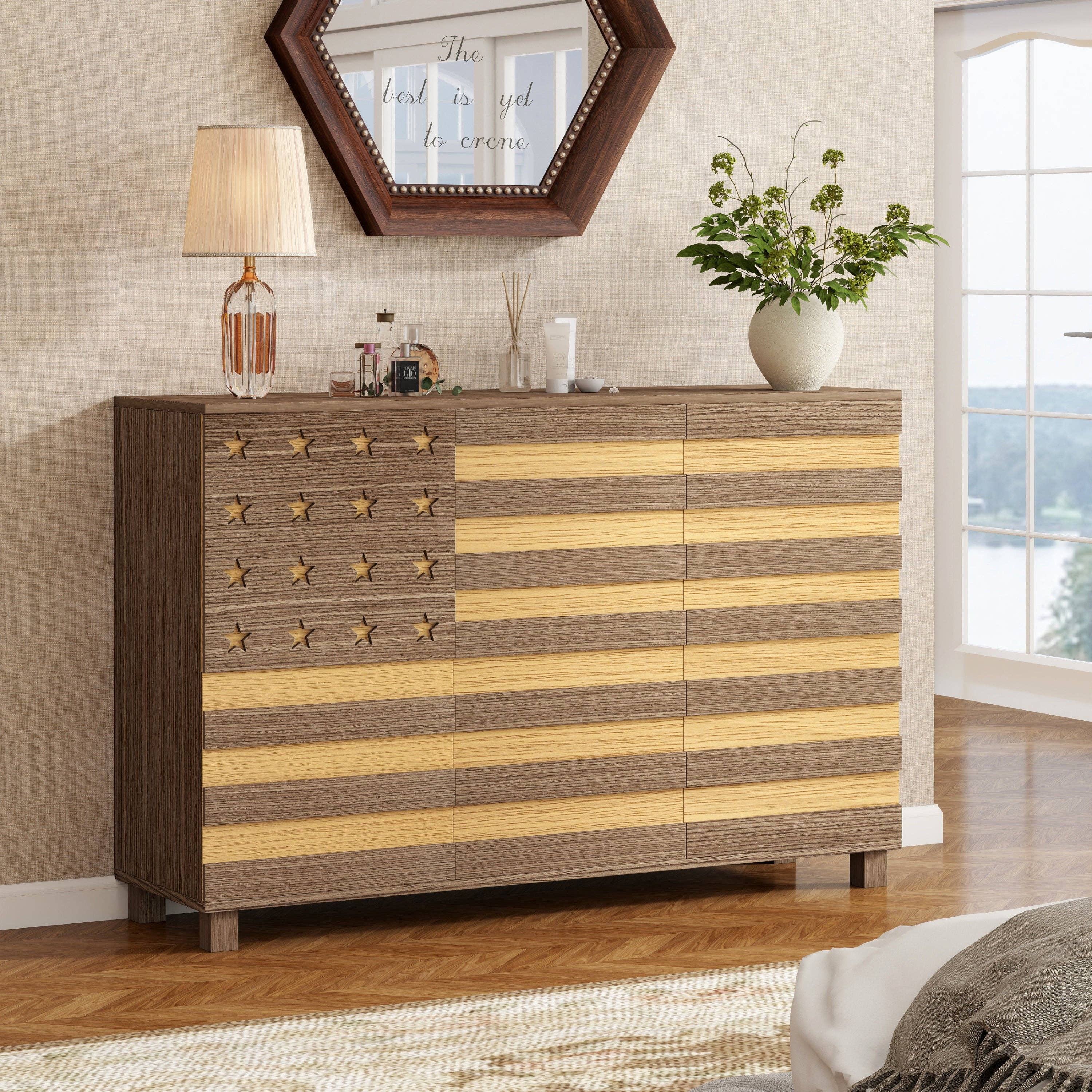 55" Buffet Sideboard Cabinet with Hand-Carved Detail