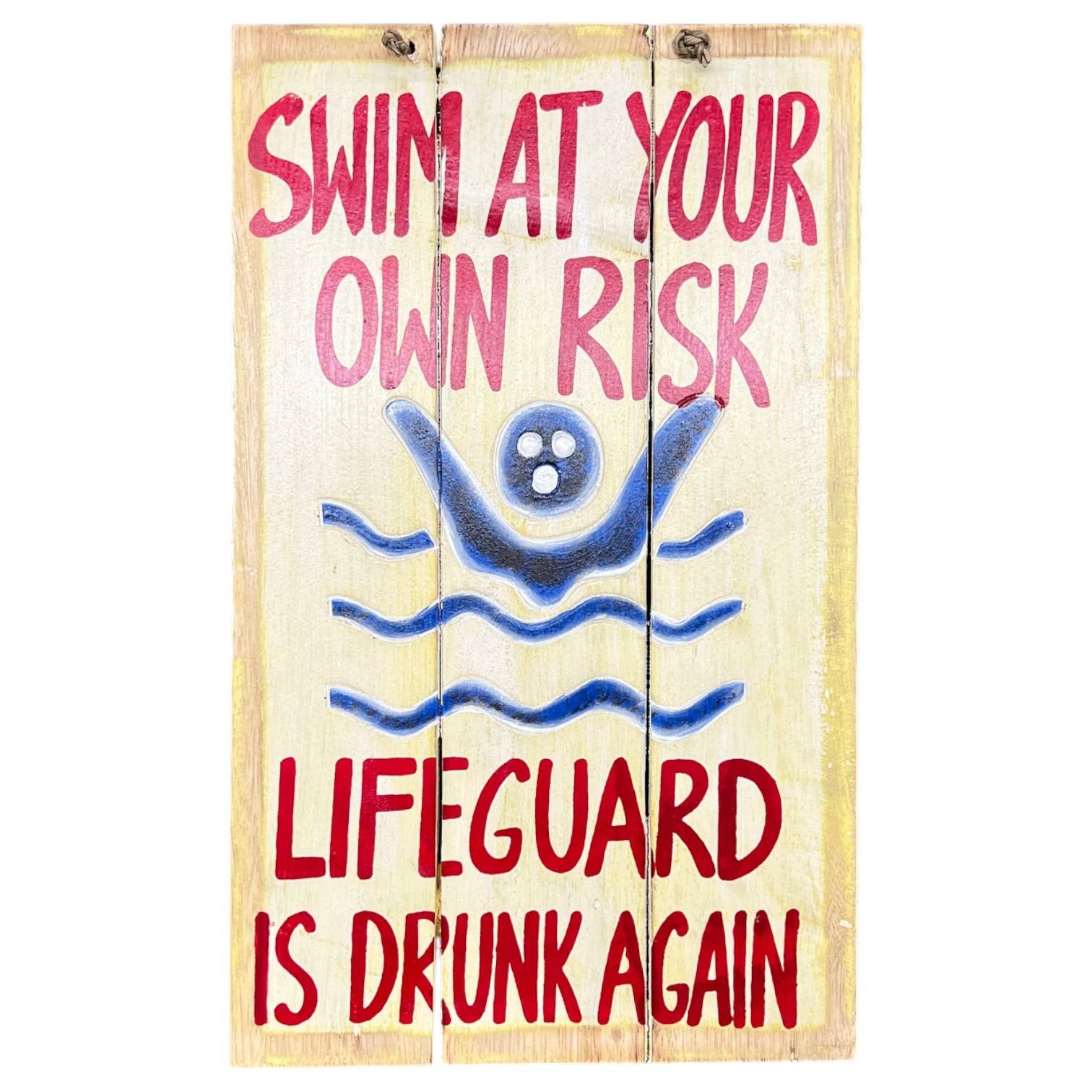 Swim At Your Own Risk-Slat Wood Pallet Sign-N-1233-SWIM