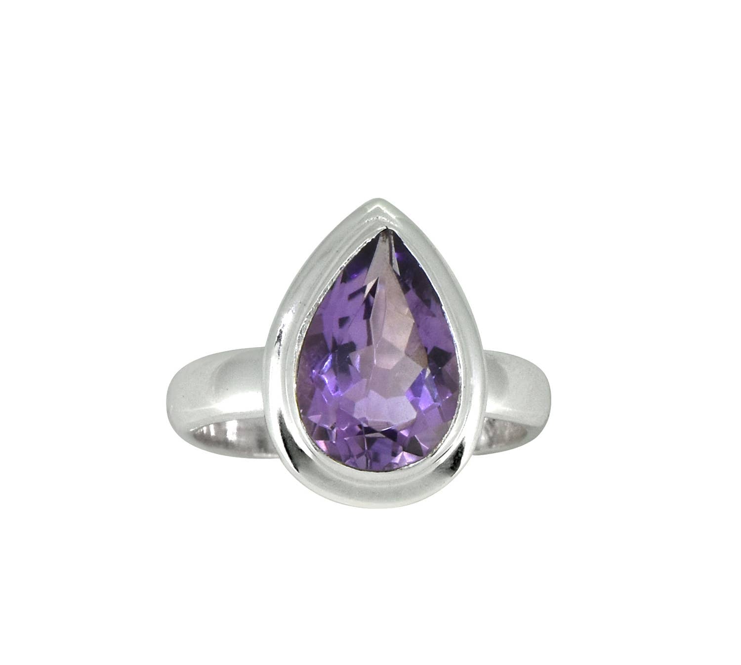 Purple Amethyst 925 Sterling Silver Solitaire Ring: 9