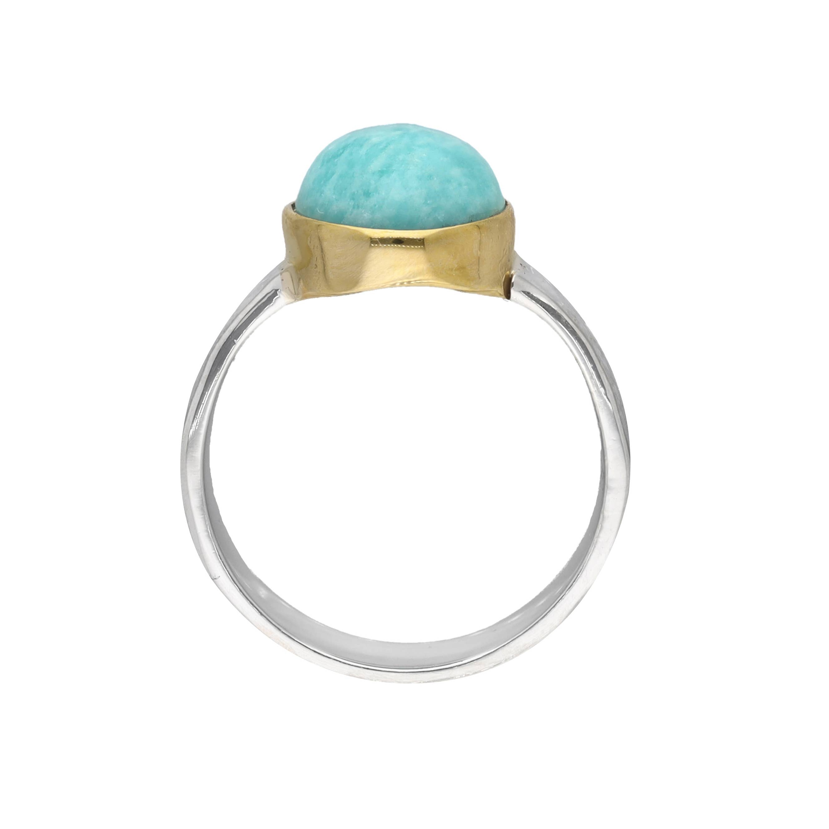 925 Sterling Silver Amazonite Solitaire Ring: 10