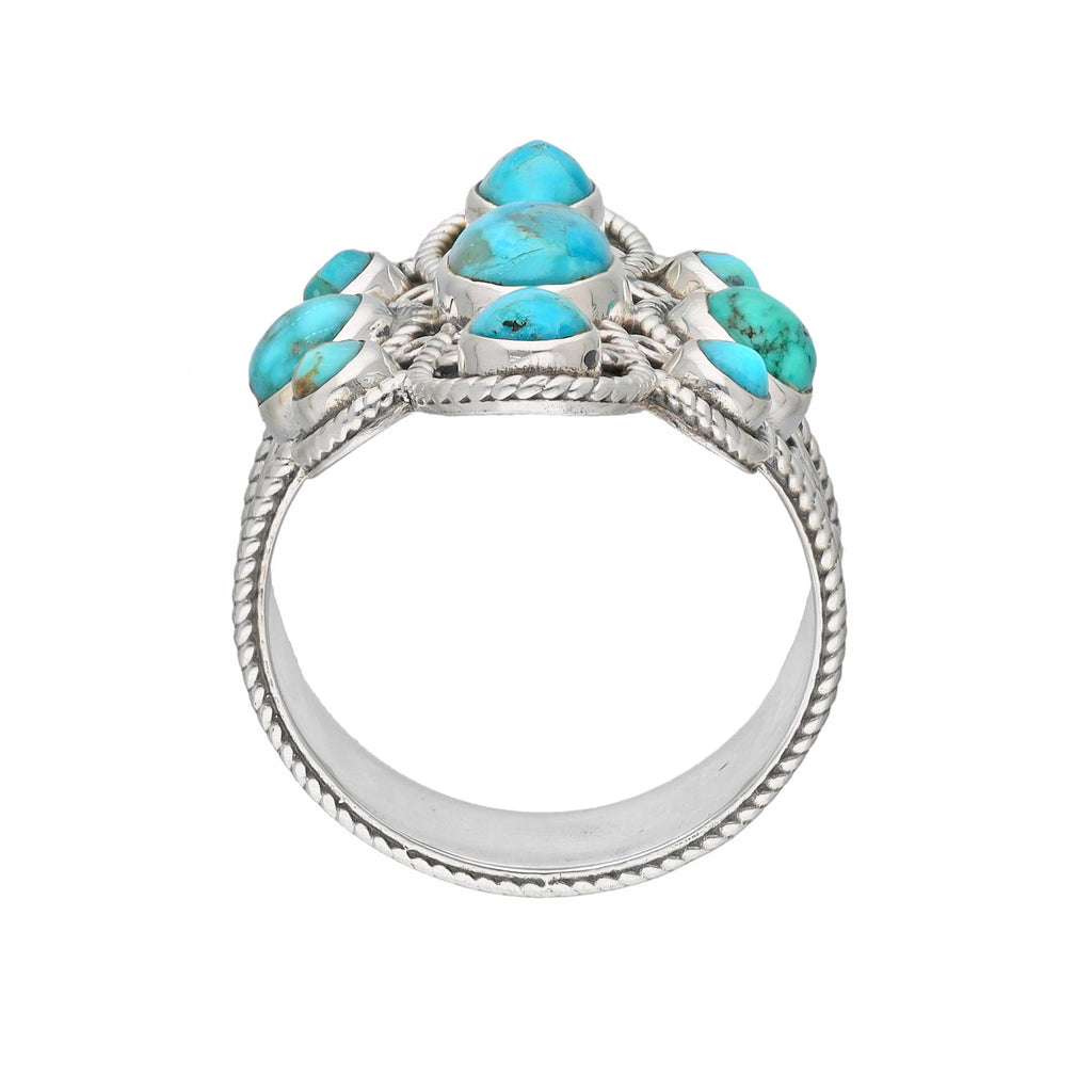Mohave Turquoise Sterling Silver Statement Rings: 7