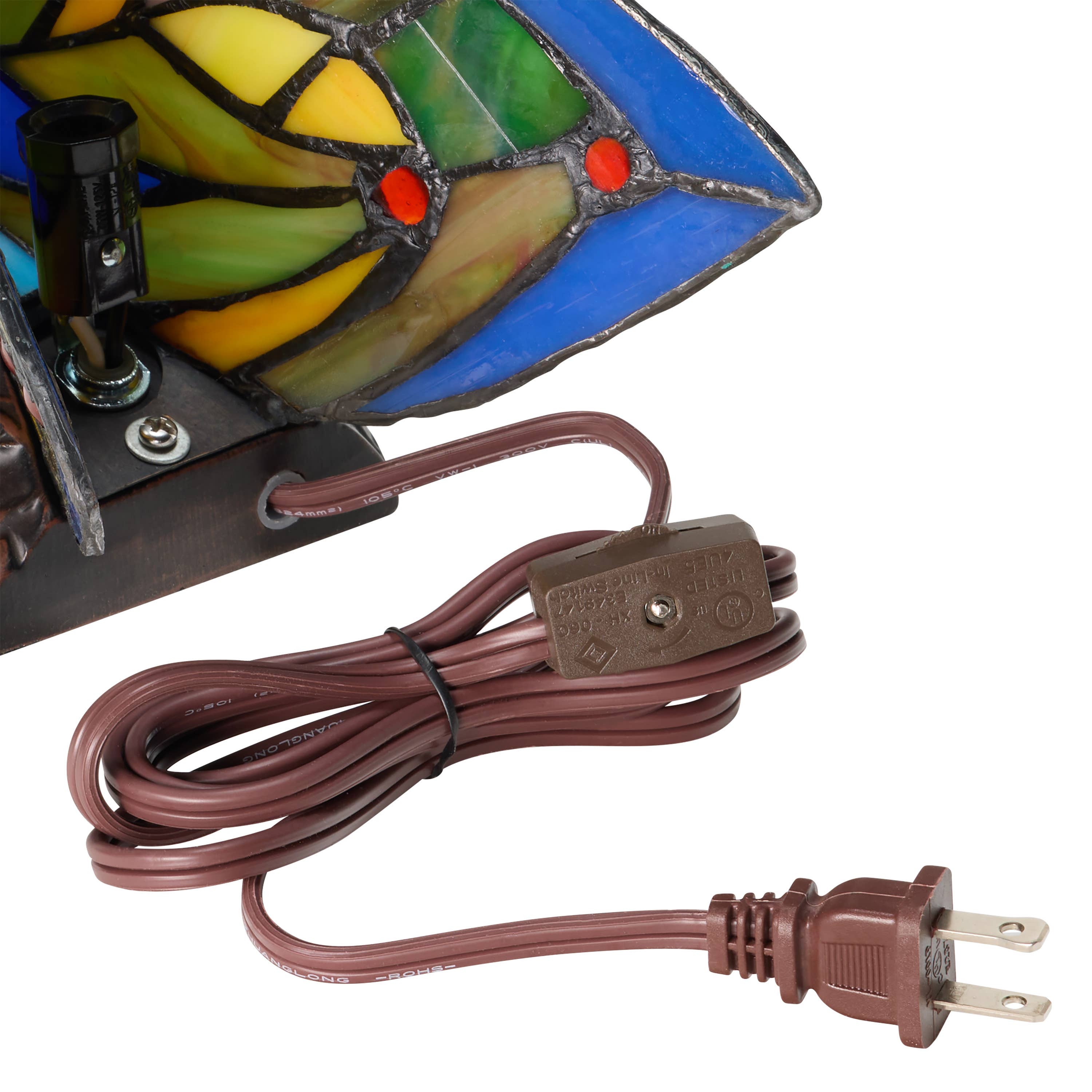 9.5" Luella Red Butterfly Stained Glass Accent Novelty Lamp