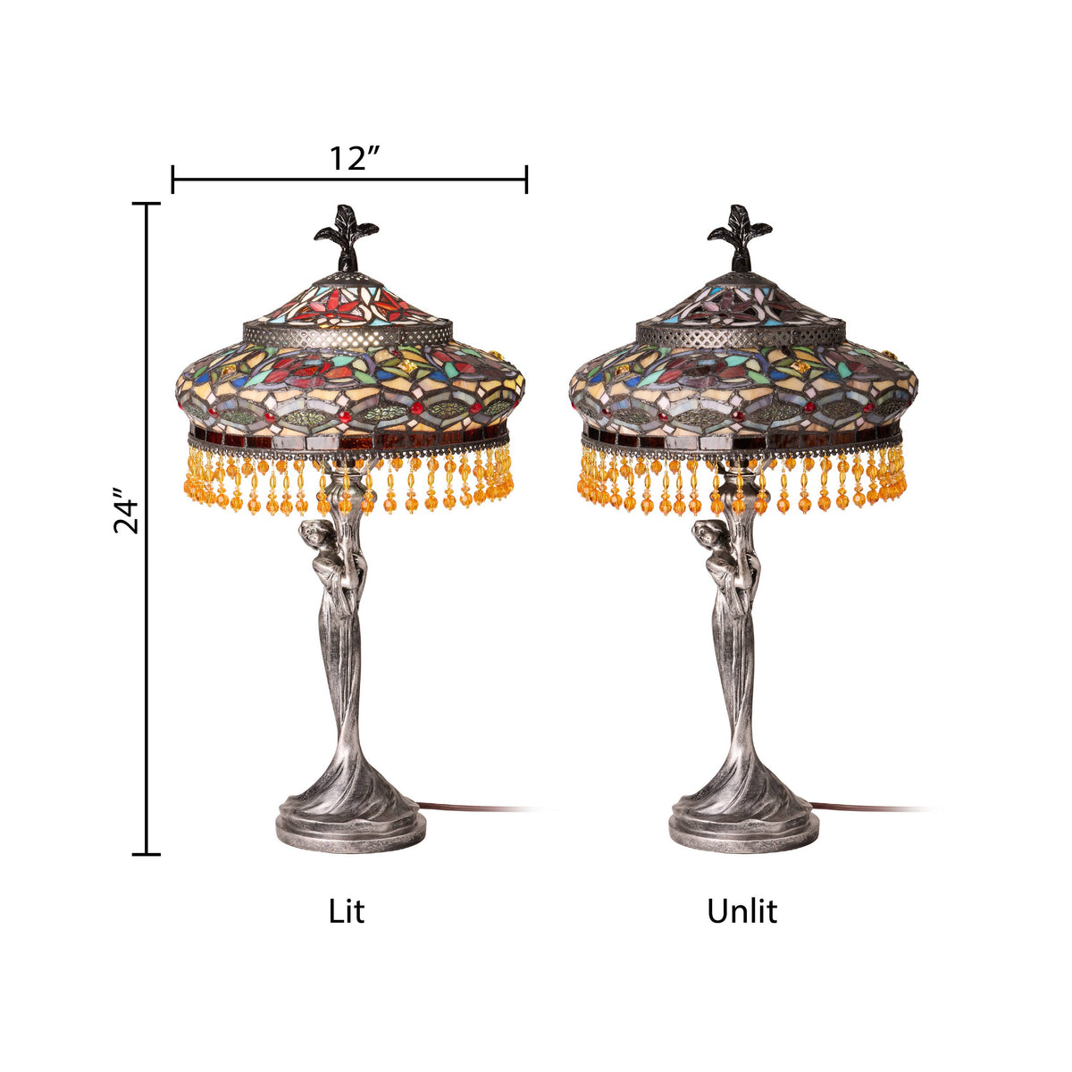 24" Parisian Antique Silver Bell Shade Novelty Table Lamp