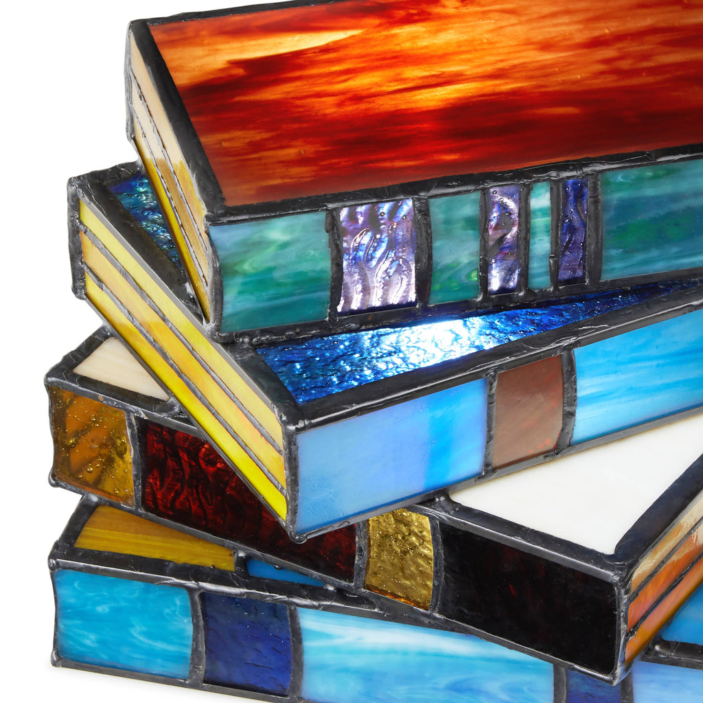 5.75" Stained Glass Stack of Books Whimsical Accent Lamp