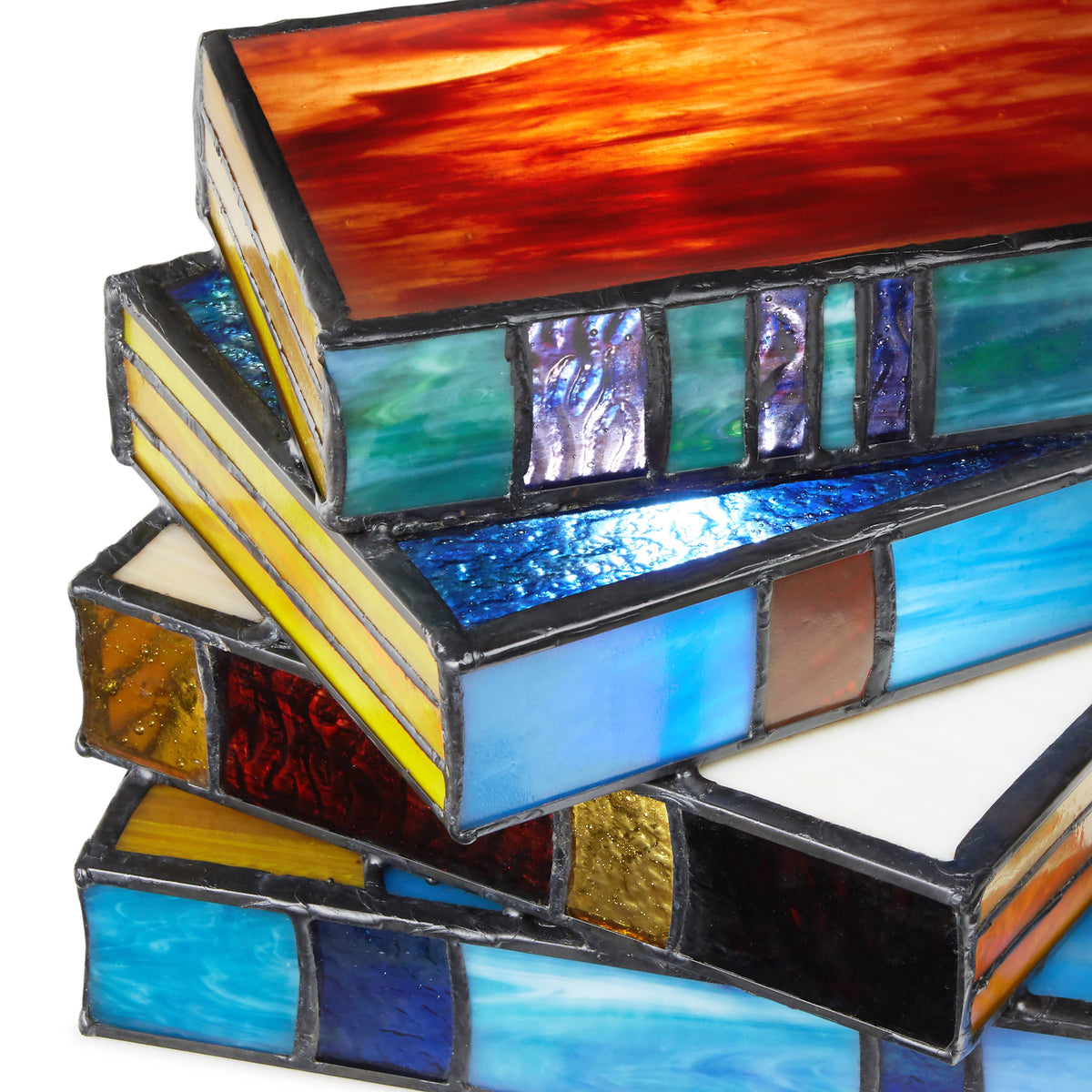 5.75" Stained Glass Stack of Books Whimsical Accent Lamp