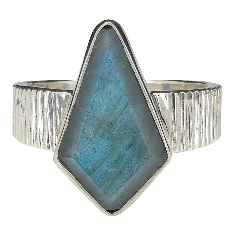 Faceted Labradorite Sterling Silver Ring: 7