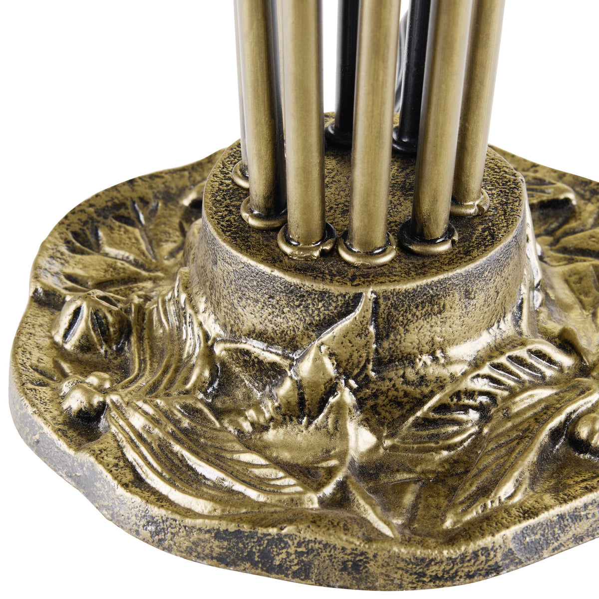 21" Lily 10-Light Antique Brass and White Glass Table Lamp