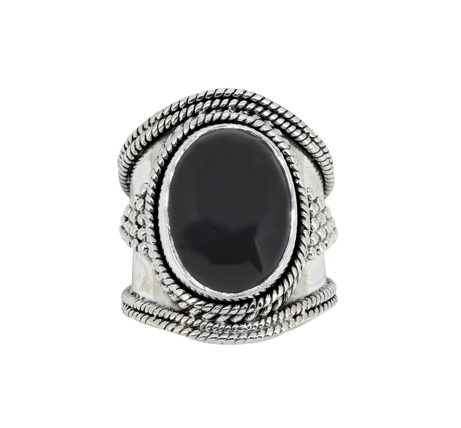 Black Onyx Solid 925 Sterling Silver Solitaire Ring: 8