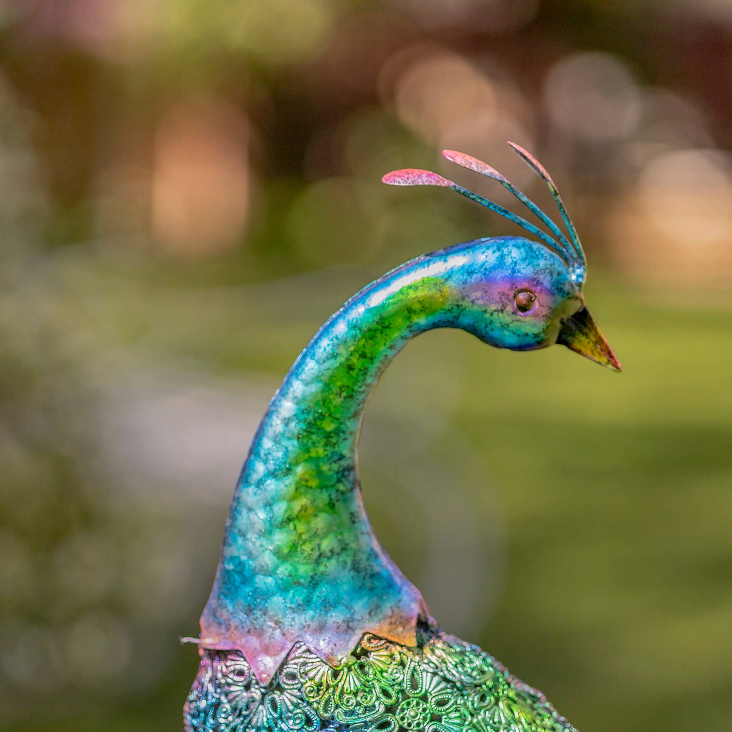 35" Tall Standing Colorful Iron Peacocks in 2 Assorted Style