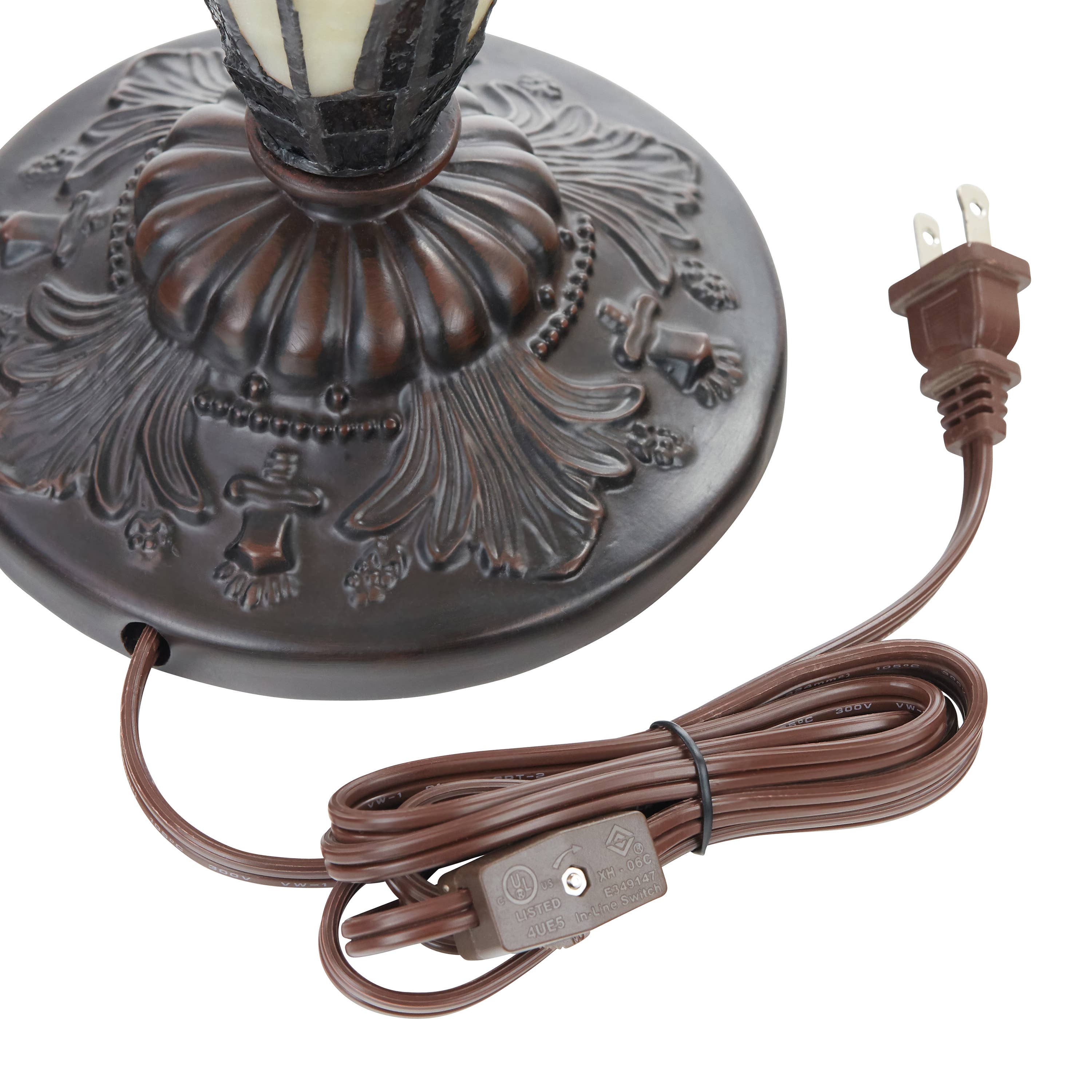 24.5" Halston Amber Double Lit Stained Glass Table Lamp