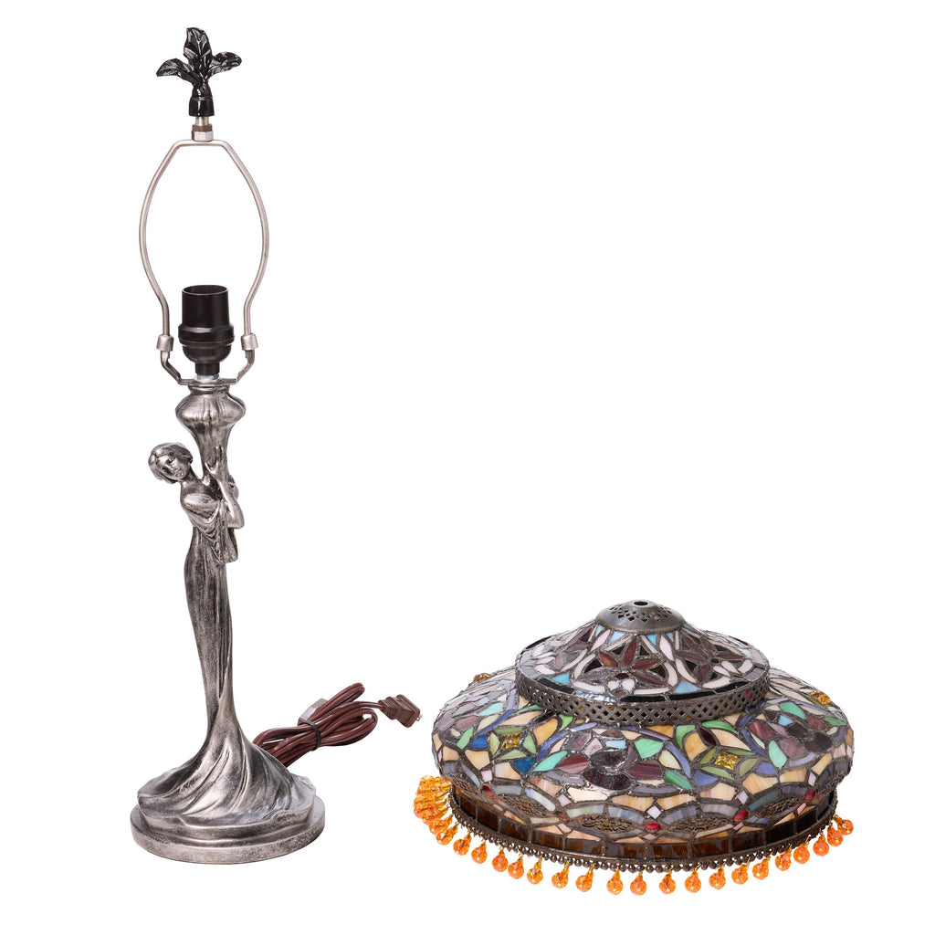 24" Parisian Antique Silver Bell Shade Novelty Table Lamp