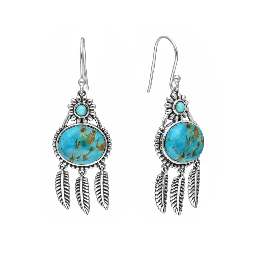 925 Sterling Silver Mohave Turquoise Leaf Style Earring