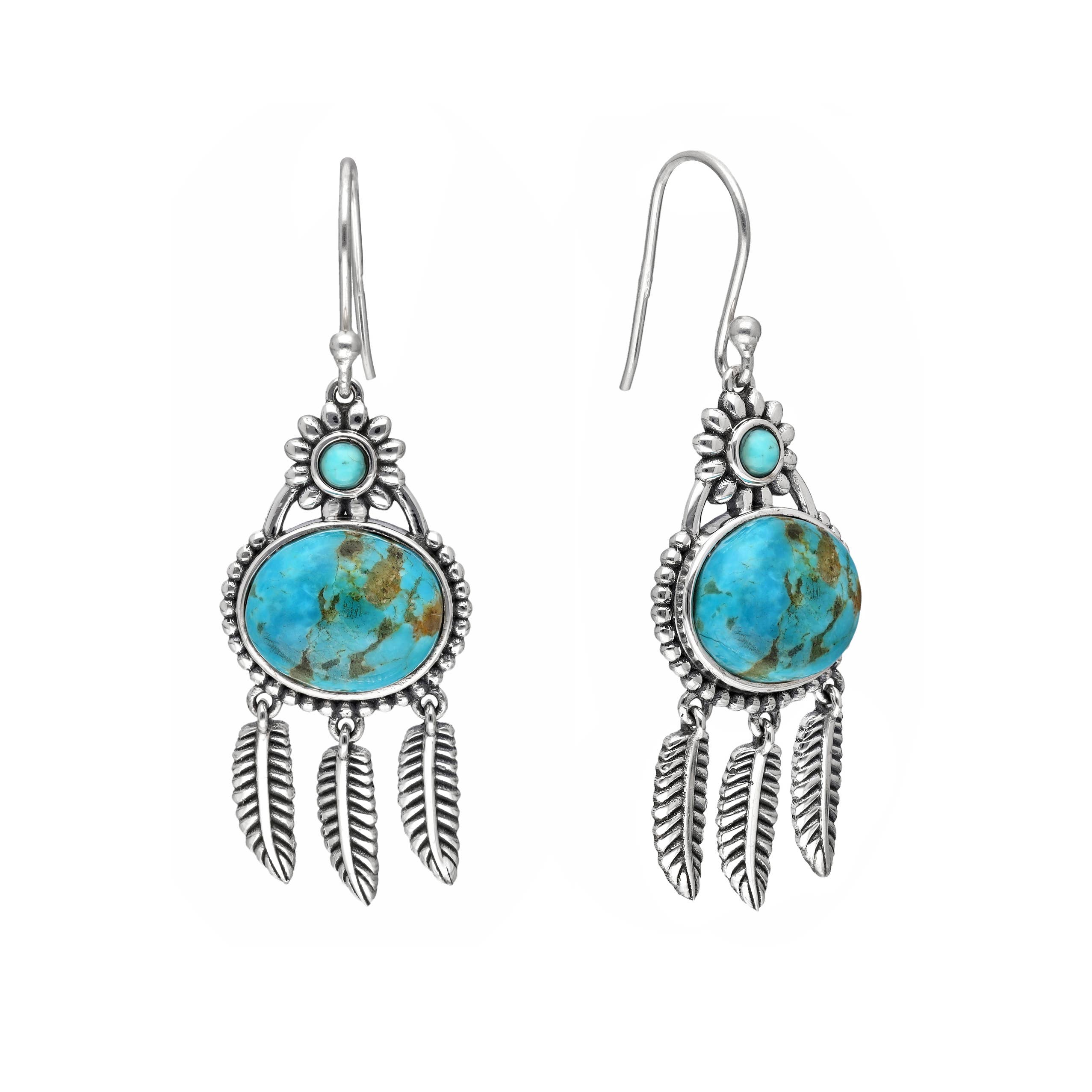 925 Sterling Silver Mohave Turquoise Leaf Style Earring