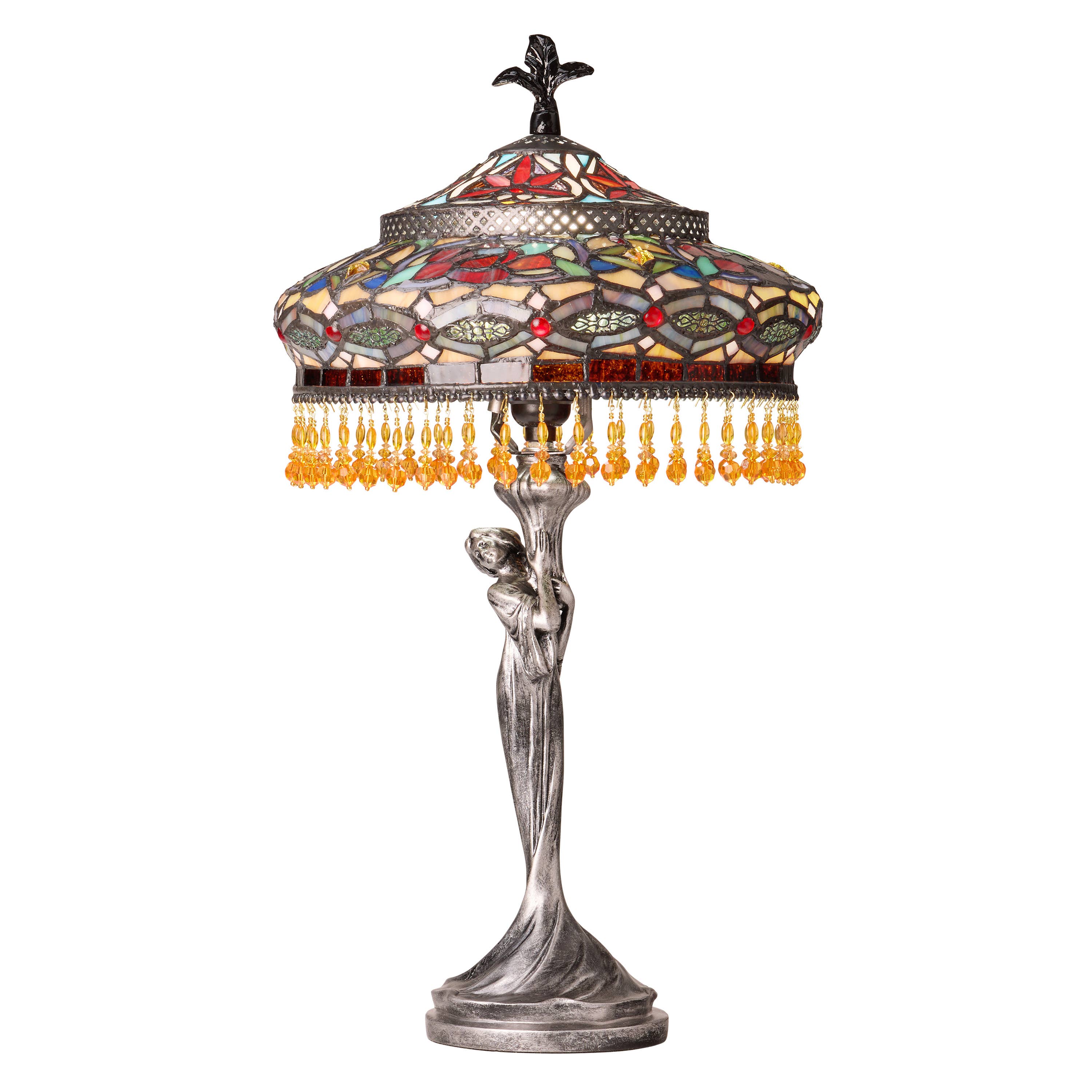24" Parisian Antique Silver Bell Shade Novelty Table Lamp