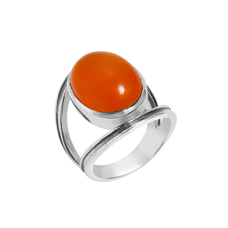 925 Silver Carnelian Emberline Crest Statement Ring: 8
