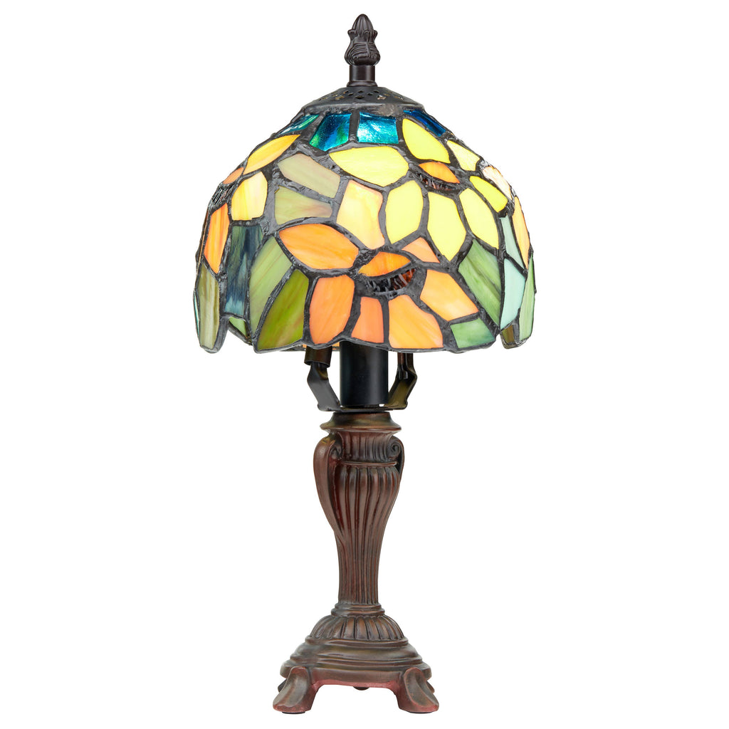 12" Sunflower Blossoms Tiffany Candlestick Accent Lamp