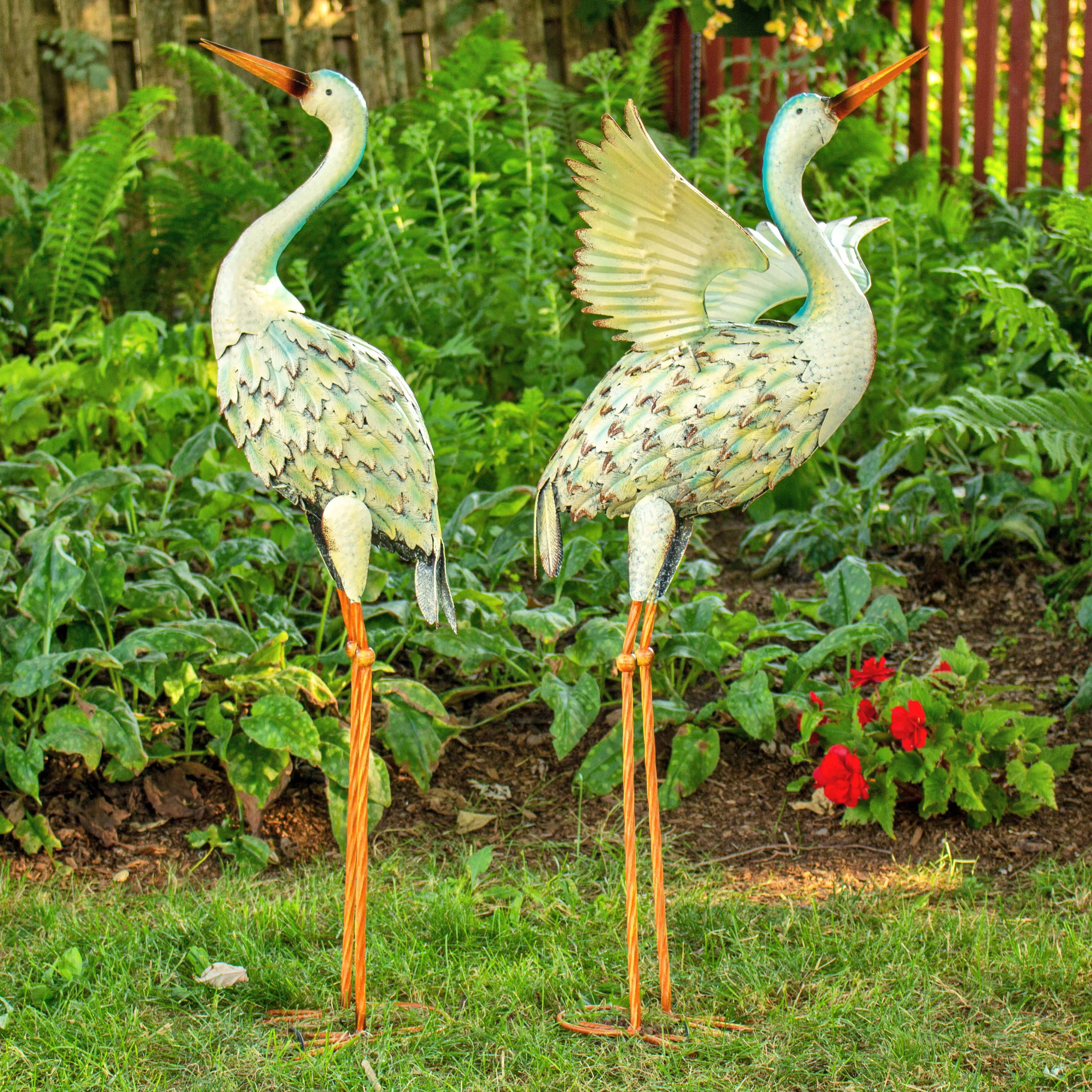 Iron Great White Heron Yard Figurines in 6 Assorted Styles