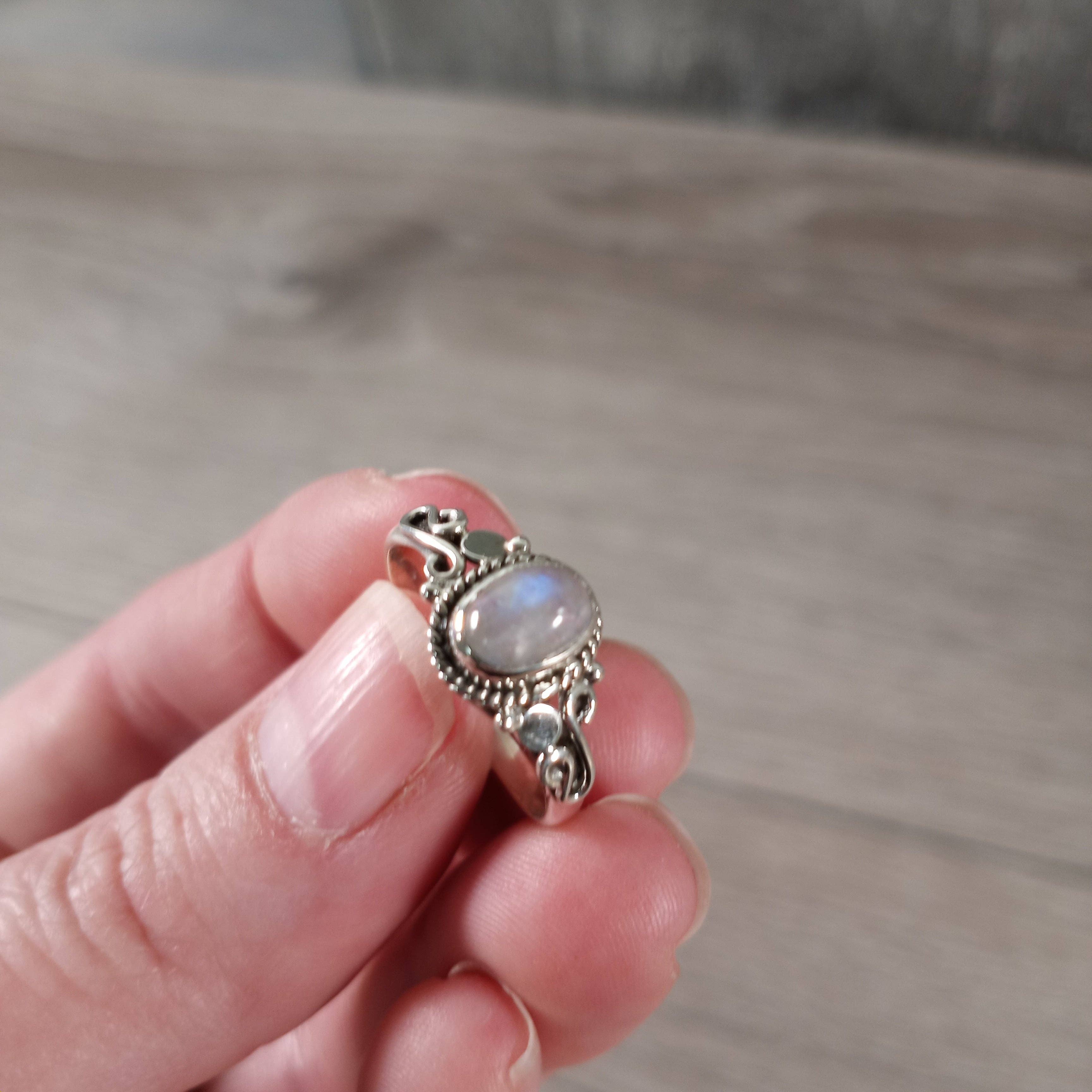 Gemstone Sterling Silver Ring Boho Chic: Amethyst / 7