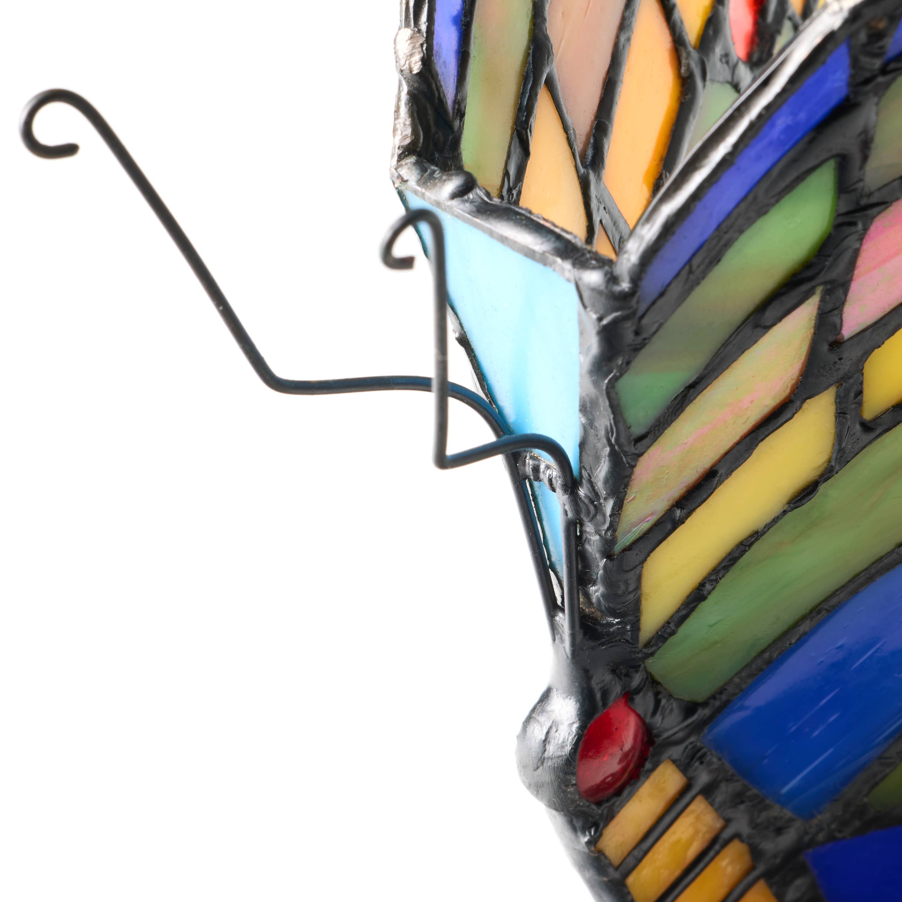 9.5" Luella Red Butterfly Stained Glass Accent Novelty Lamp