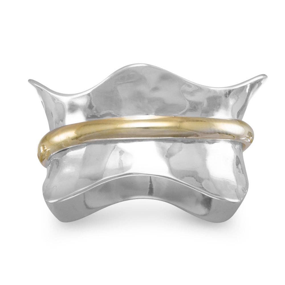 Two Tone Wave Spin Ring: 8