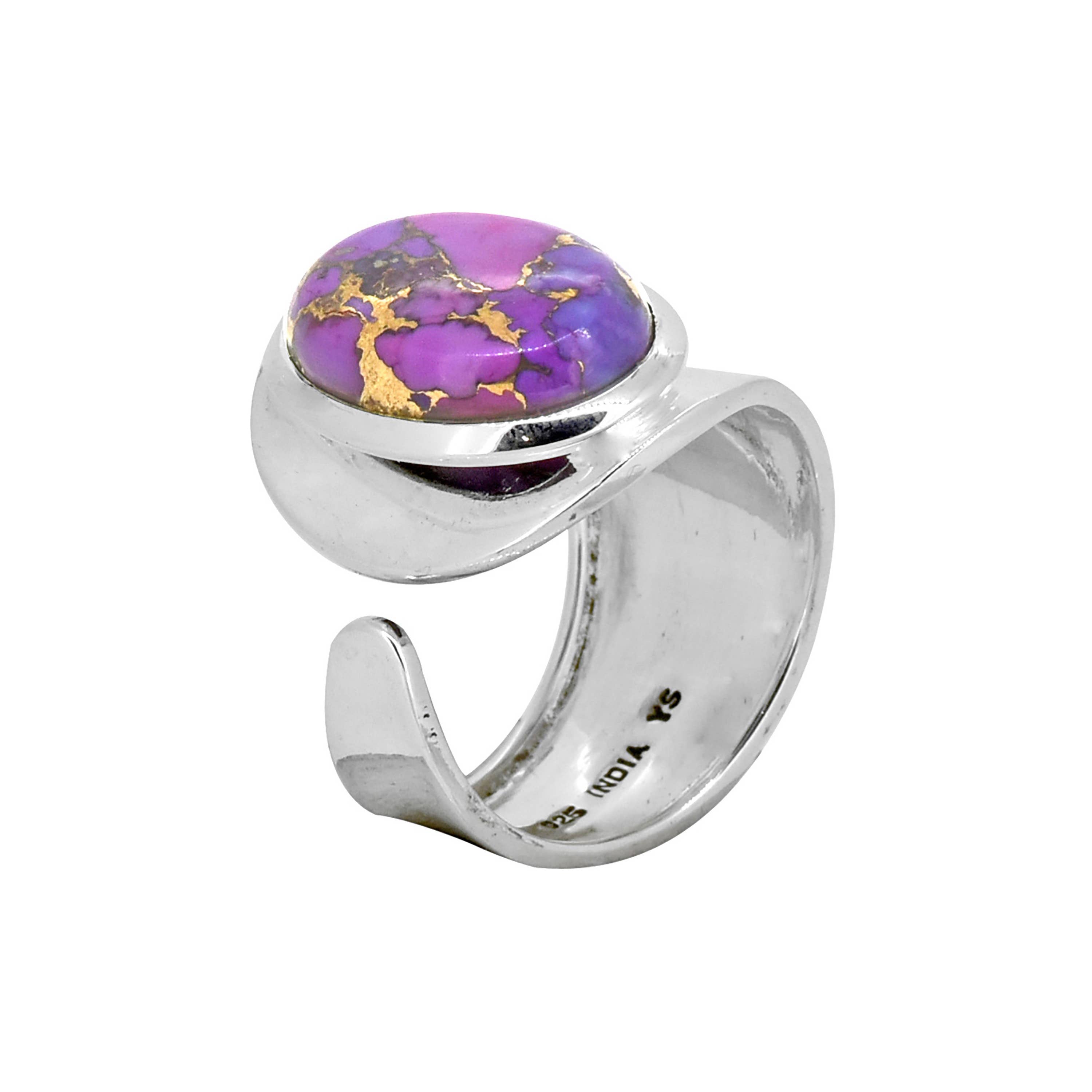 Sterling Silver Purple Copper Turquoise Gemstone Ring: 6