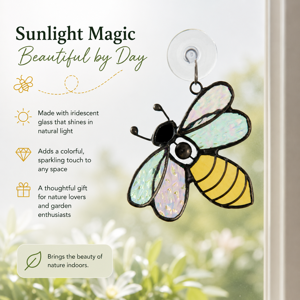 Stained Glass Suncatcher Bee | J Devlin Art Ornament