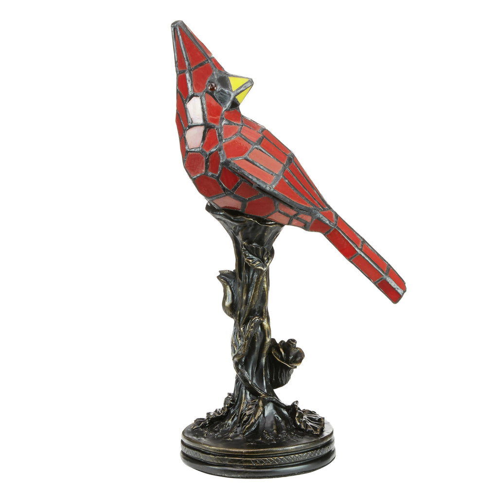 13.5" Skylar Cardinal Red Bird Stained Glass Accent Lamp