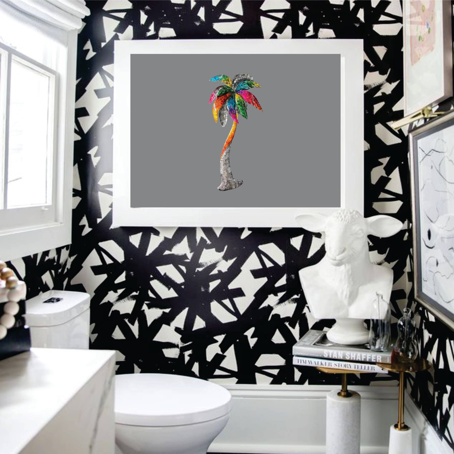 Multi Color Silver 3D - Palm Tree Wall Décor-MCS-10P