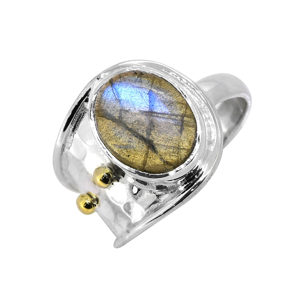 925 Sterling Silver Labradorite Gemstone Artisan Ring: 7