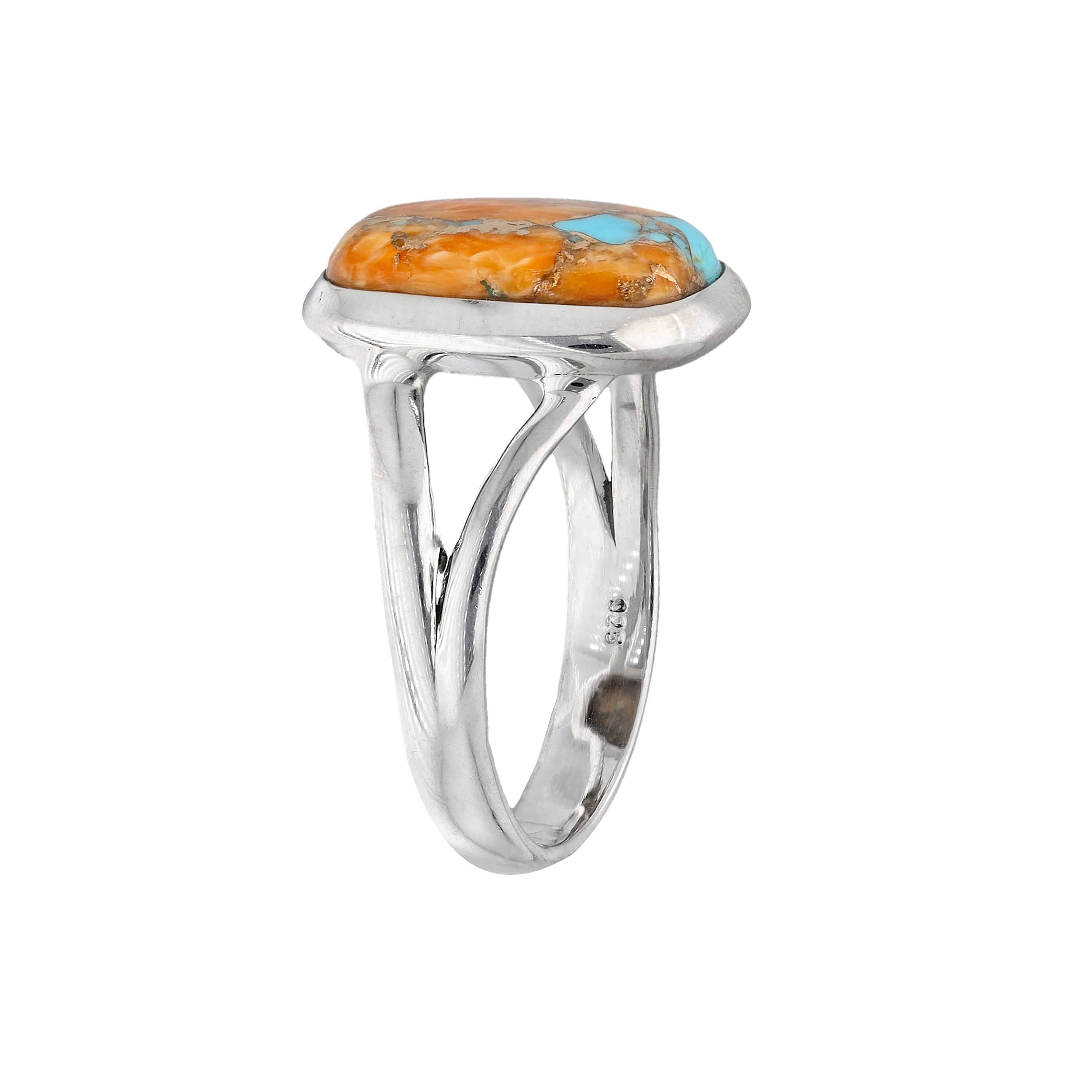 Sterling Silver Oyster Copper Turquoise Statement Ring: 6