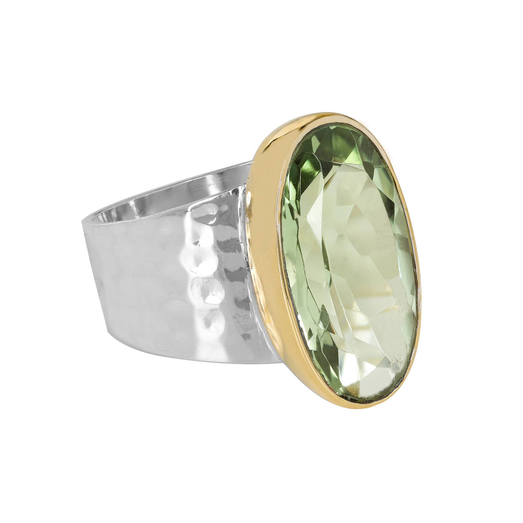 925 Sterling Silver Green Amethyst Verdant Mirage Ring: 10