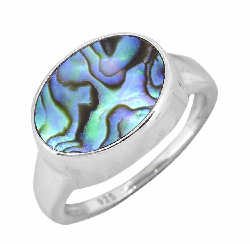 Abalone Shell 925 Sterling Silver Ring: 9