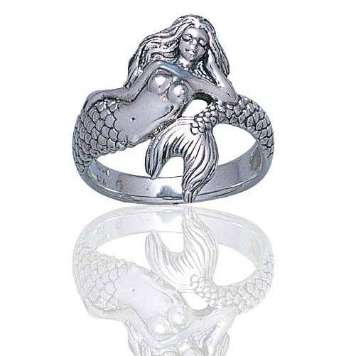 Sterling Silver Wrapped Sea Nymph Mermaid Ring: 8