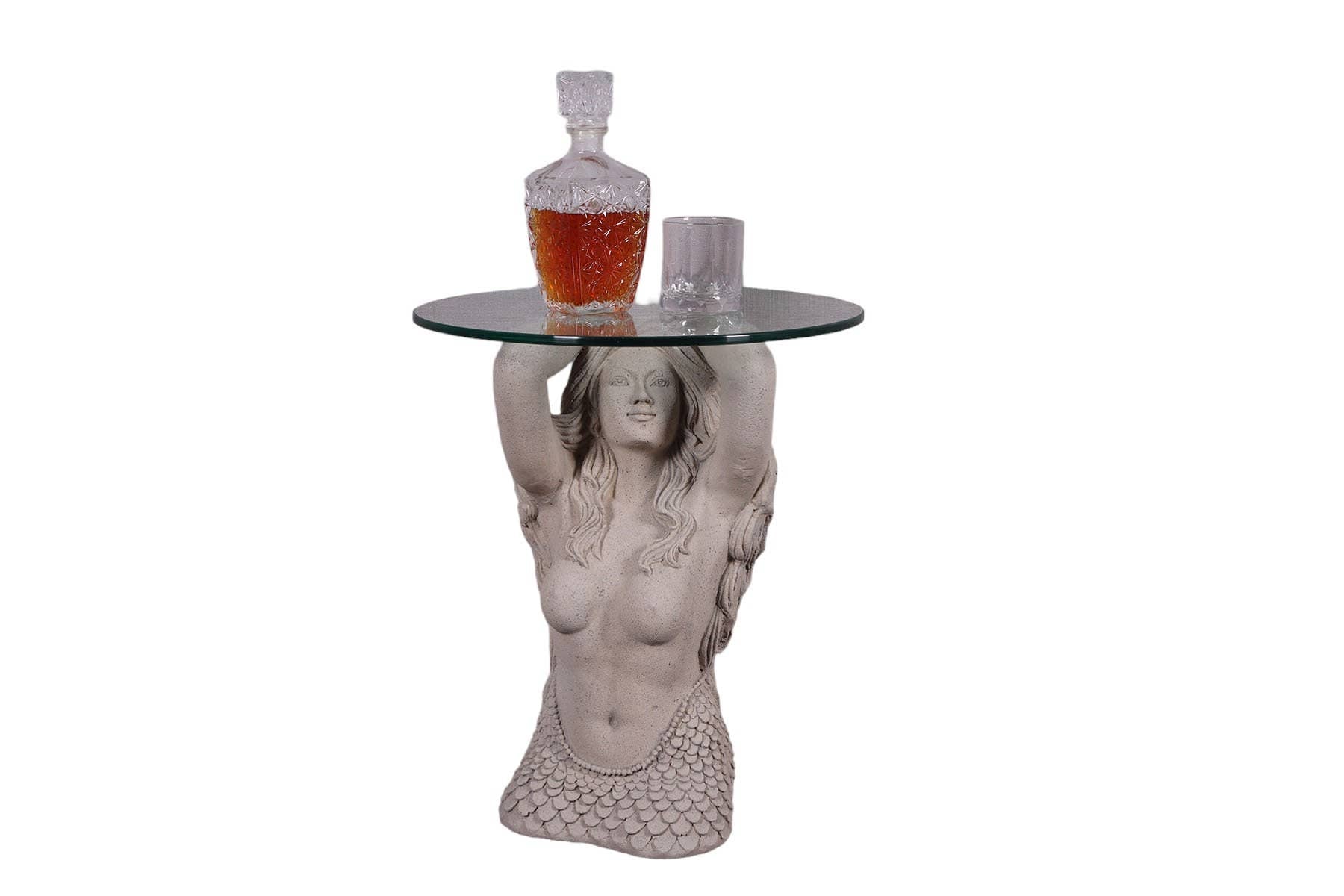 Large Mermaid end table in Roman Stone finish