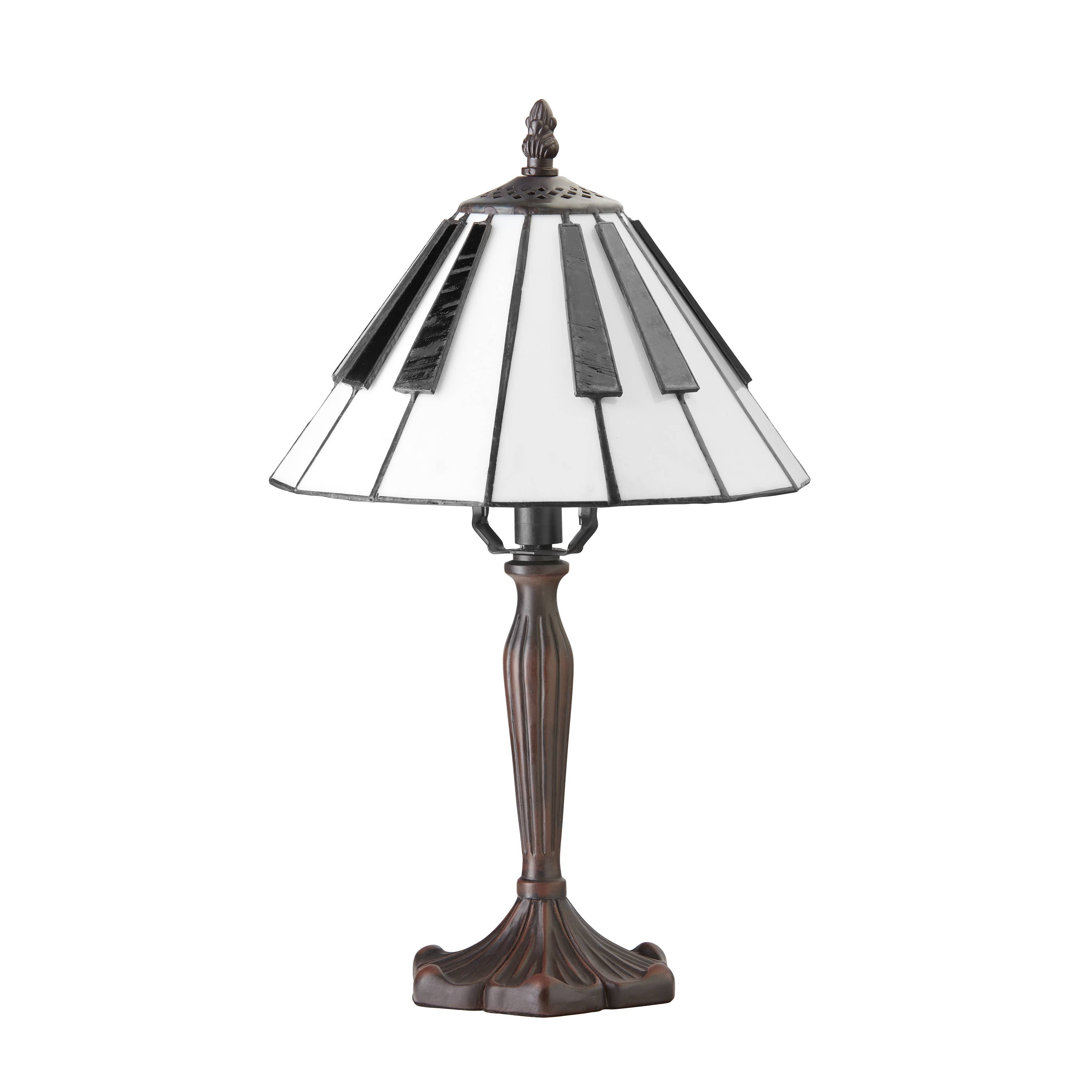 16"H Black and White Stained Glass Piano Keys Table Lamp