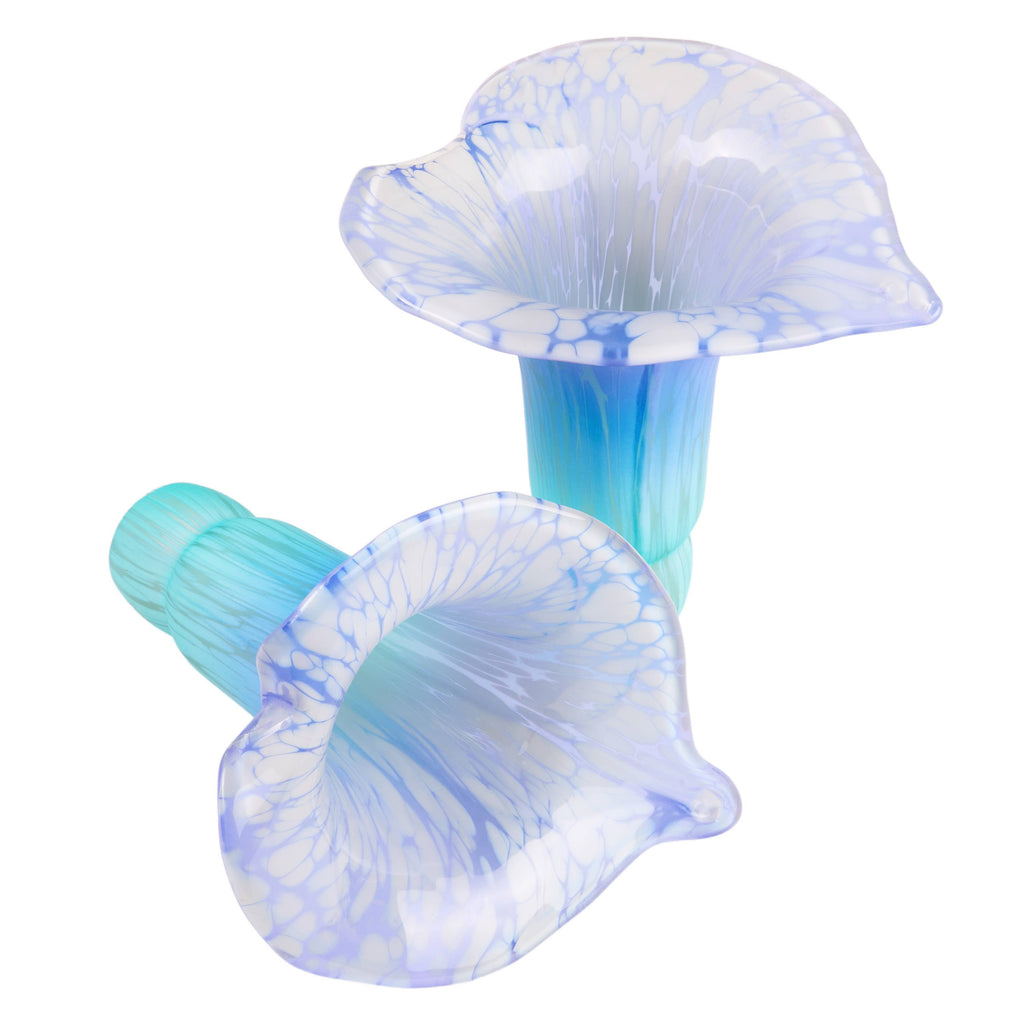 20"H Teal Hand Blown Glass 5 Calla Lily Uplight Table Lamp