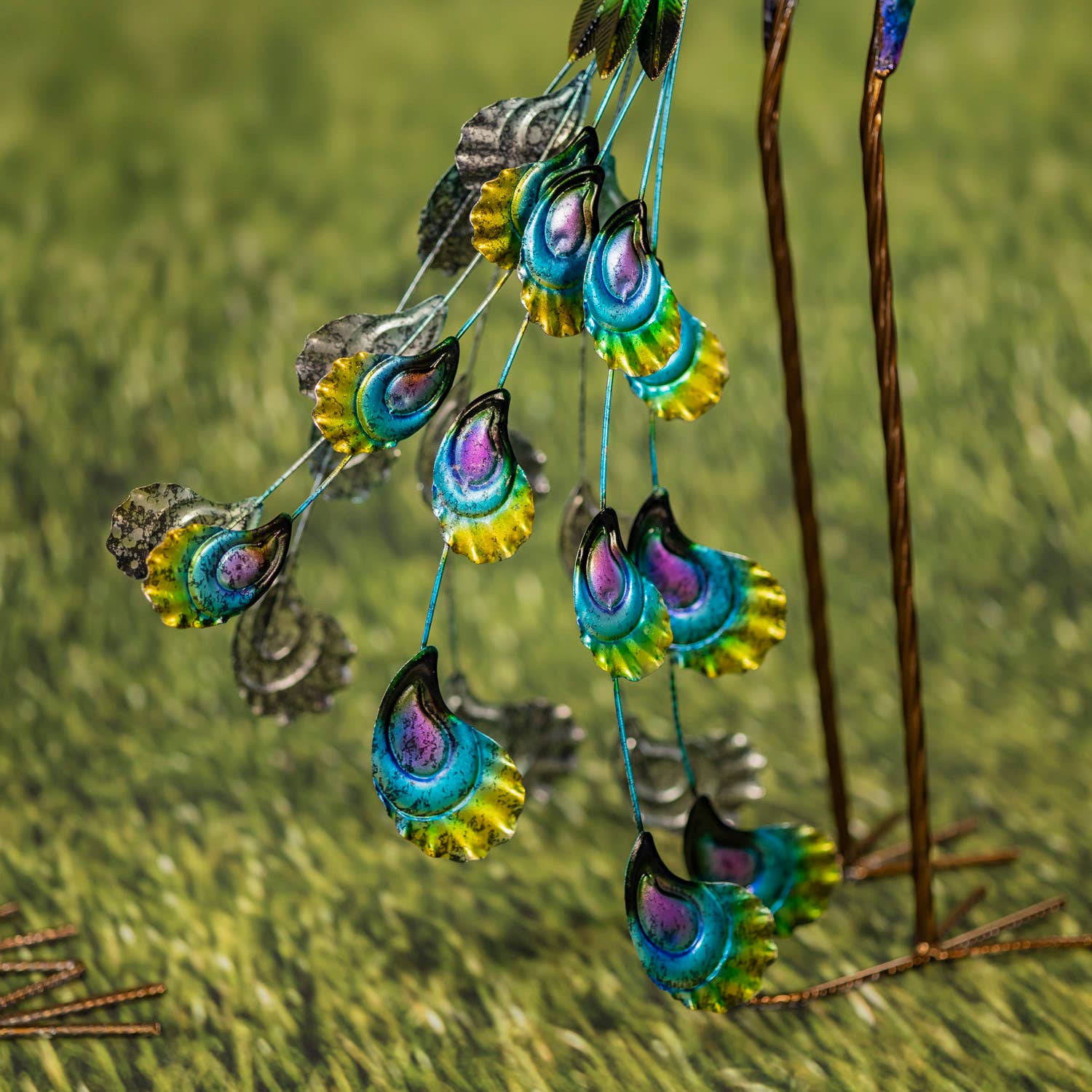 35" Tall Standing Colorful Iron Peacocks in 2 Assorted Style