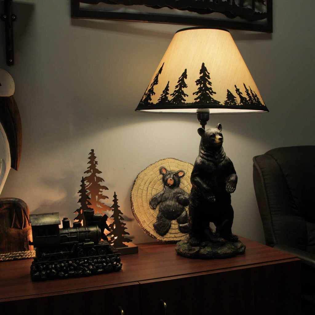 Standing Grizzly Bear Table Resin Lamp Forest Shade